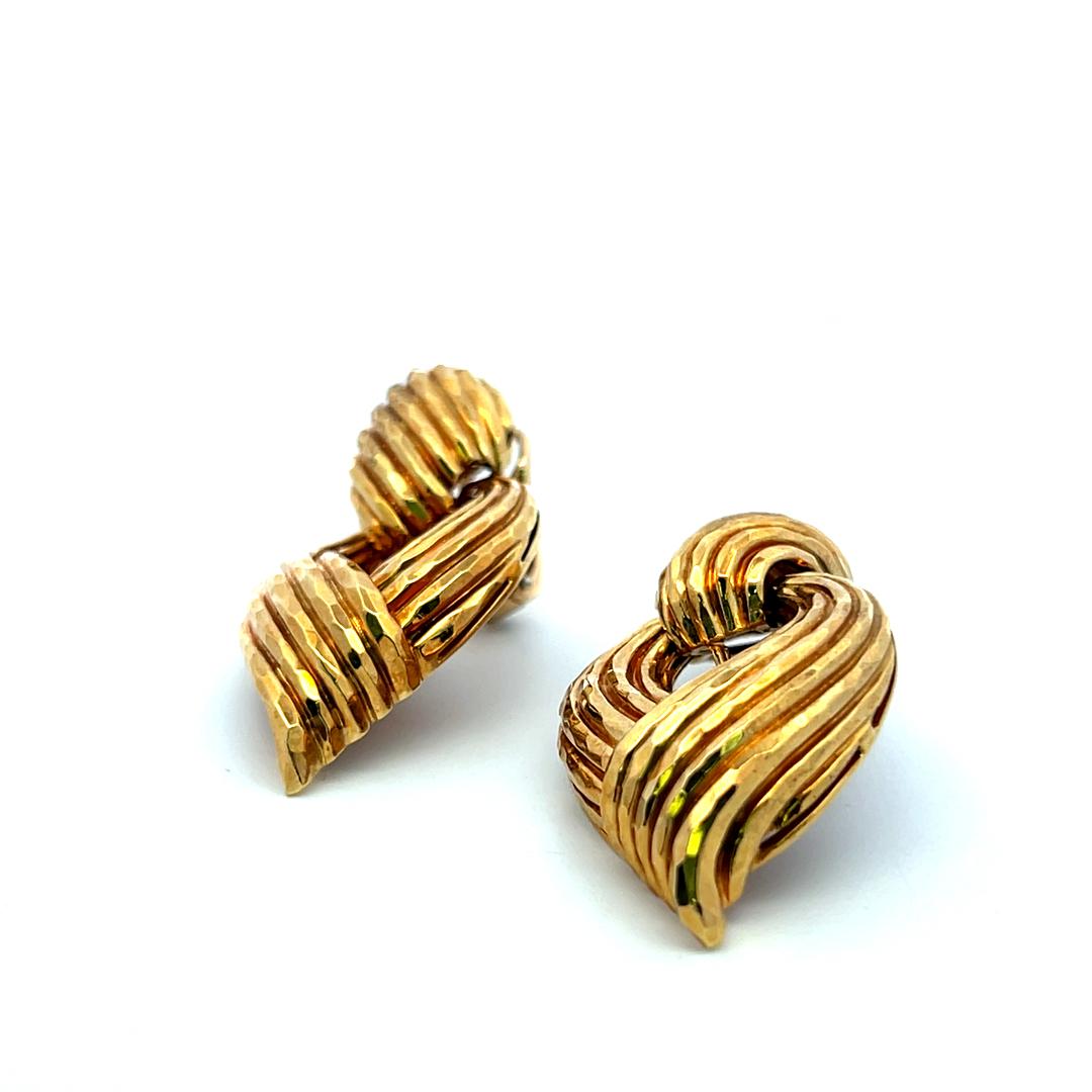 Henry Dunay 18K Yellow Gold Clip On Rope Style Earrings 33.9 Grams