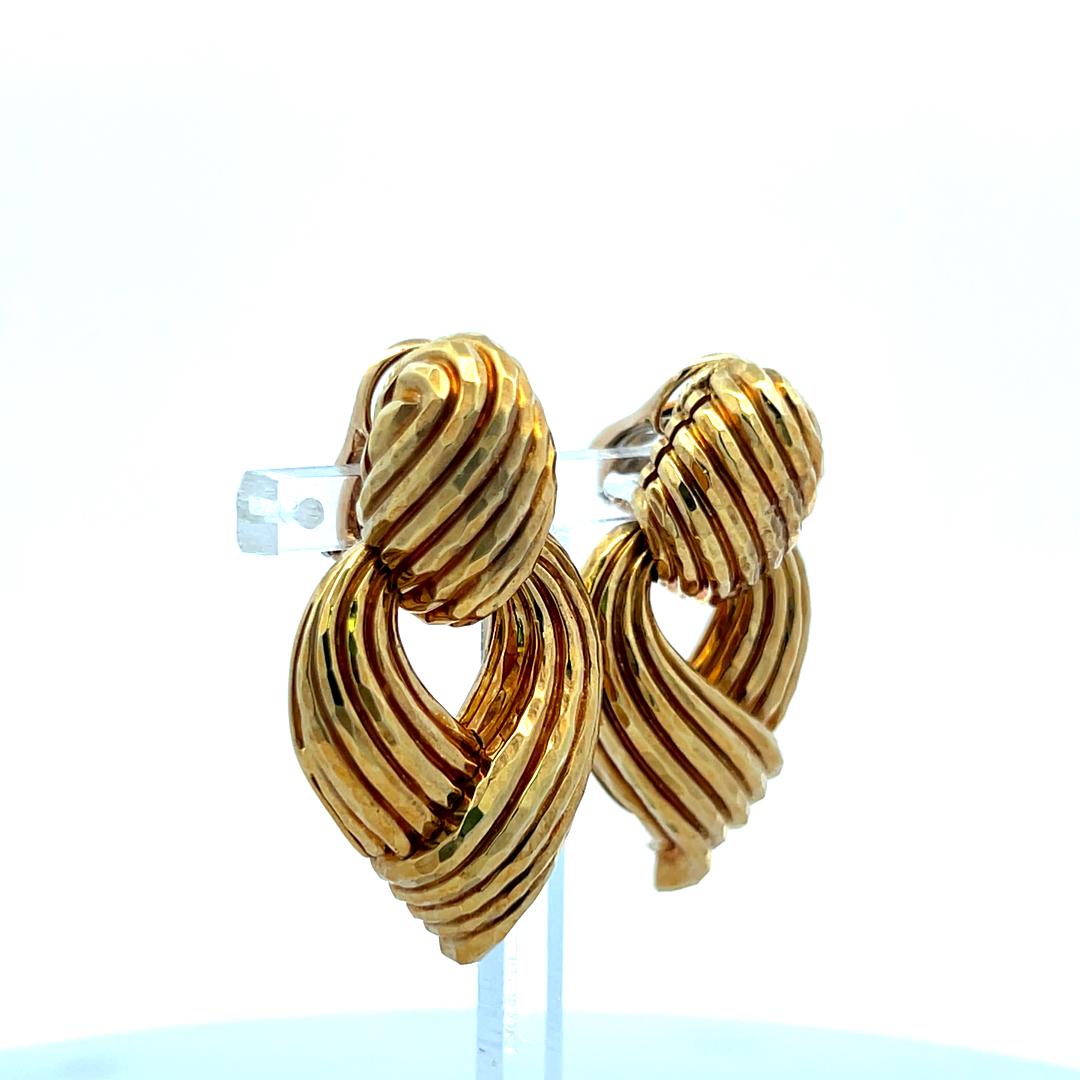 Henry Dunay 18K Yellow Gold Clip On Rope Style Earrings 33.9 Grams