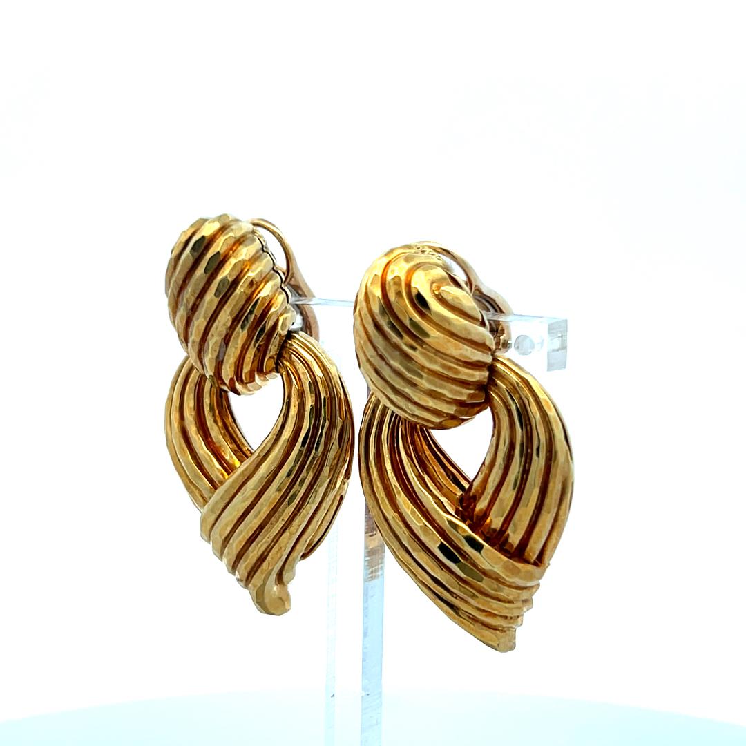 Henry Dunay 18K Yellow Gold Clip On Rope Style Earrings 33.9 Grams