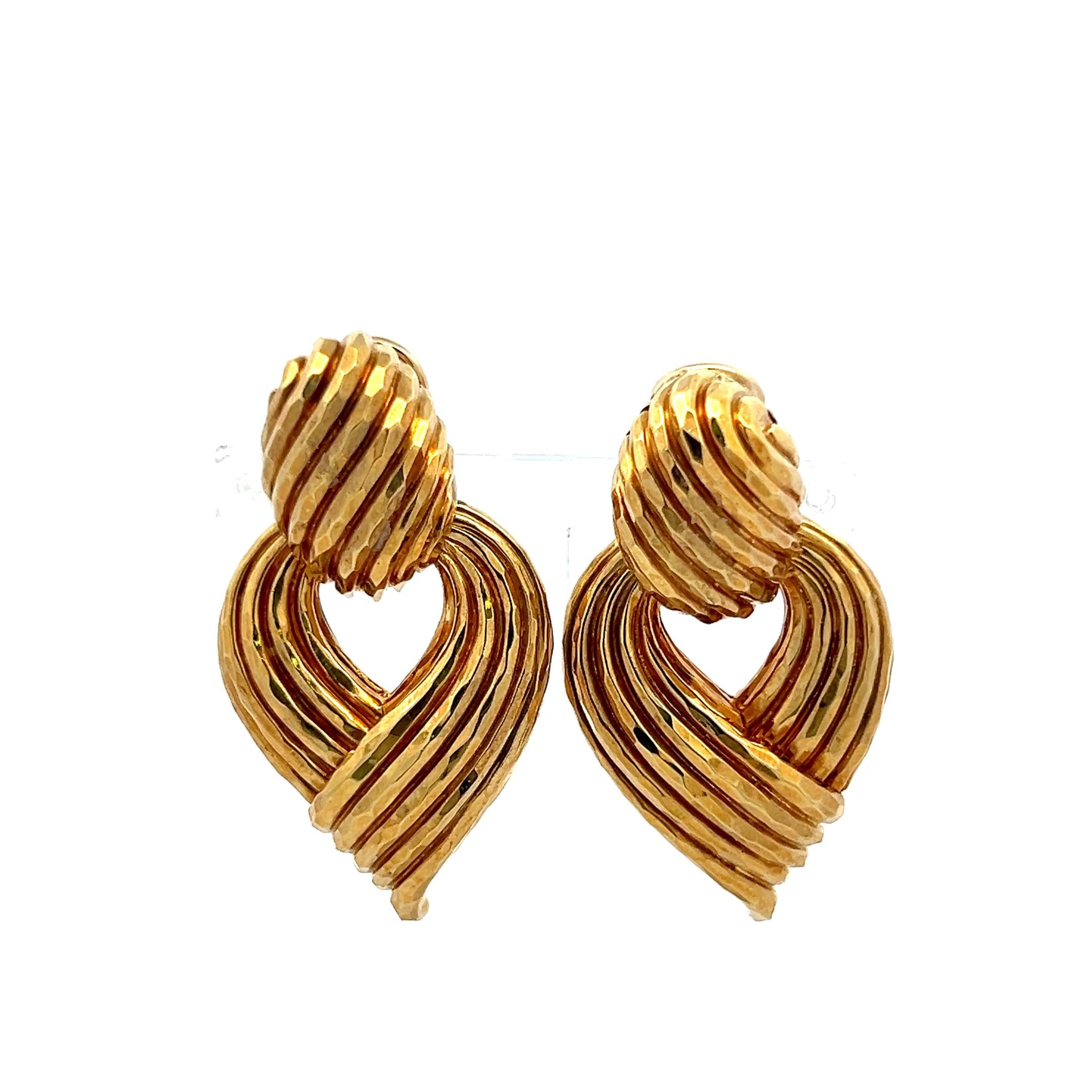 Henry Dunay 18K Yellow Gold Clip On Rope Style Earrings 33.9 Grams