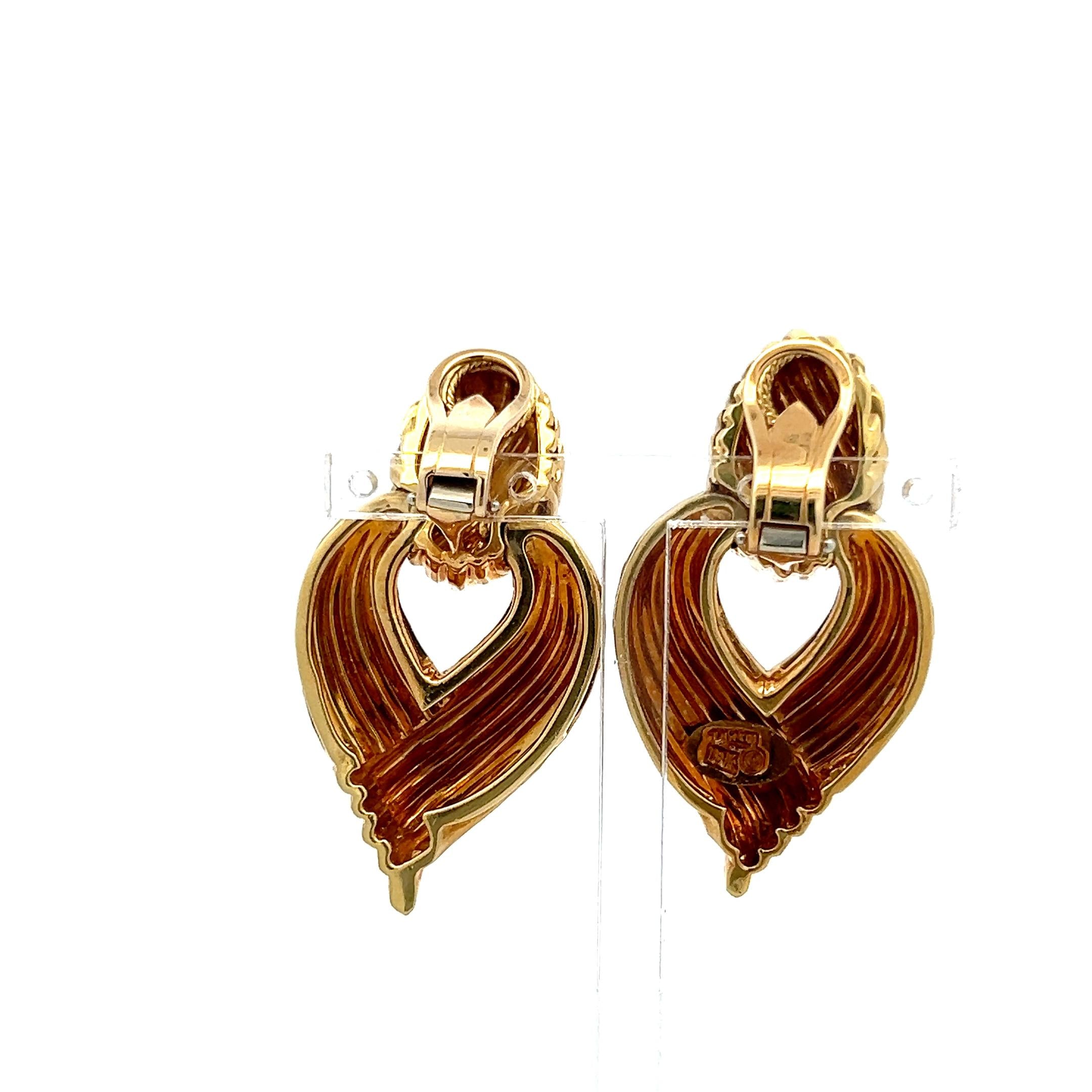 Henry Dunay 18K Yellow Gold Clip On Rope Style Earrings 33.9 Grams