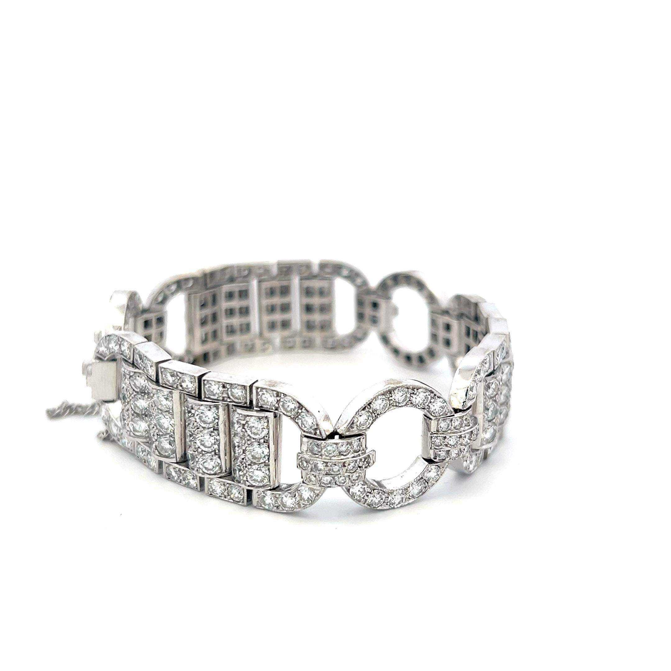 18K WG Art Deco Bracelet with 11.69 Carat Old European Cut G VS Diamonds