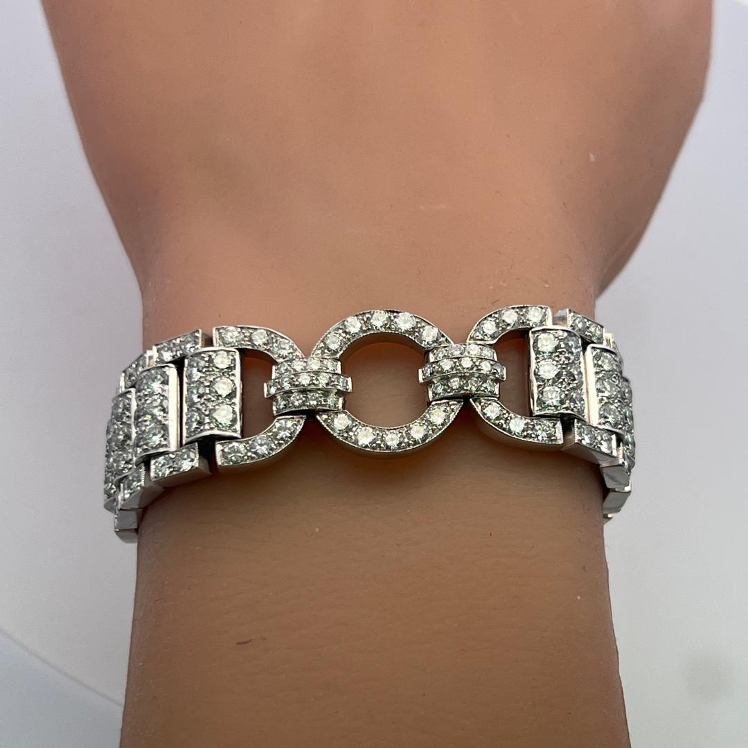 18K WG Art Deco Bracelet with 11.69 Carat Old European Cut G VS Diamonds