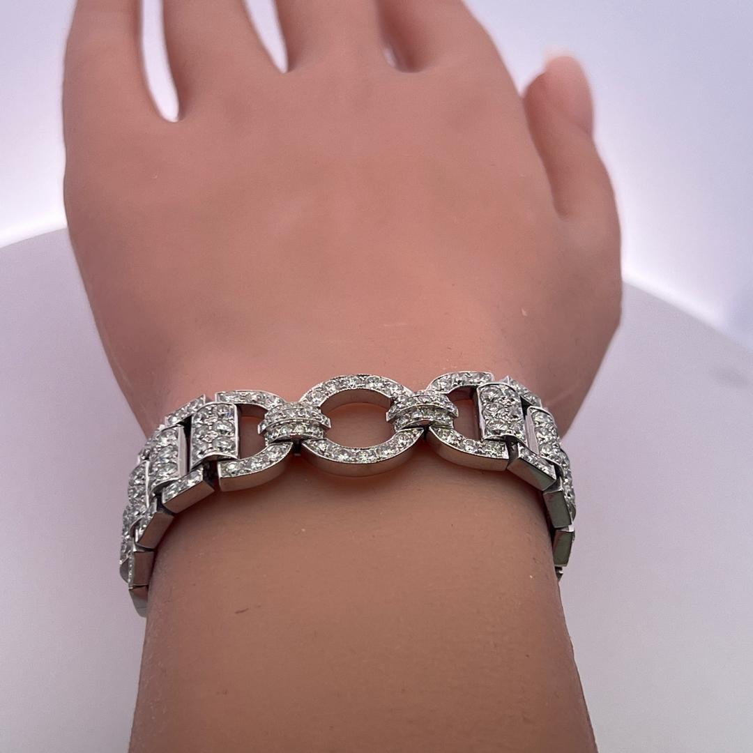 18K WG Art Deco Bracelet with 11.69 Carat Old European Cut G VS Diamonds