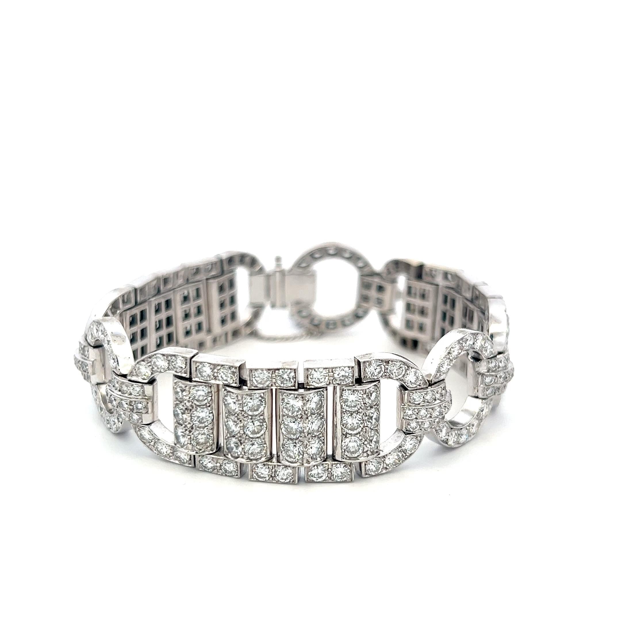 18K WG Art Deco Bracelet with 11.69 Carat Old European Cut G VS Diamonds