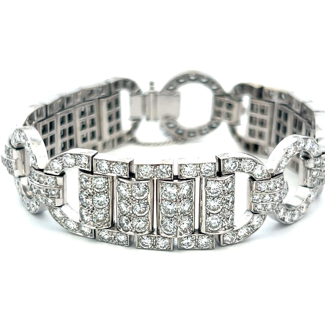 18K WG Art Deco Bracelet with 11.69 Carat Old European Cut G VS Diamonds
