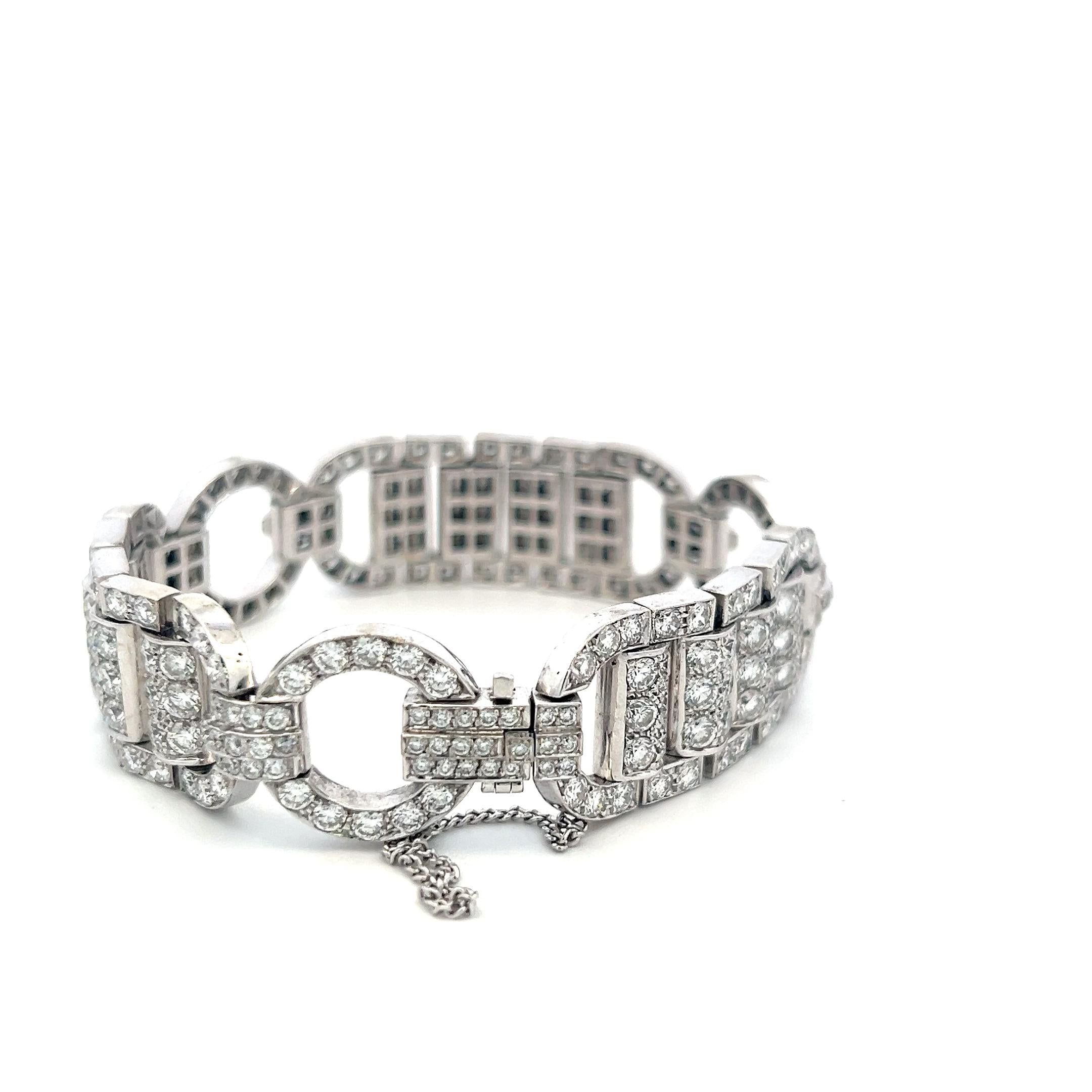 18K WG Art Deco Bracelet with 11.69 Carat Old European Cut G VS Diamonds