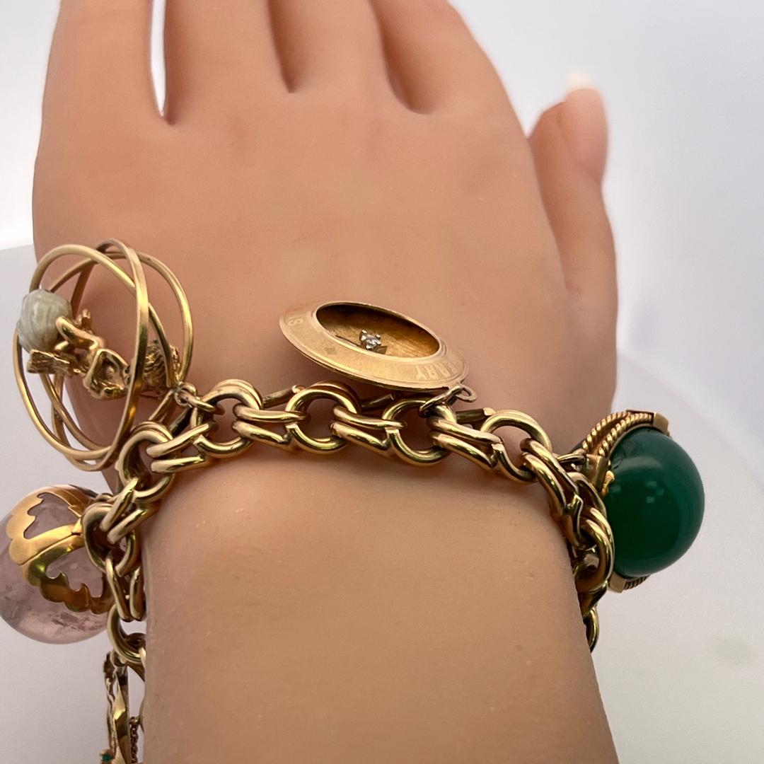 Vintage 14K/18K Yellow Gold Charm Bracelet with 1.5 MM-20.00 MM Multi Gems