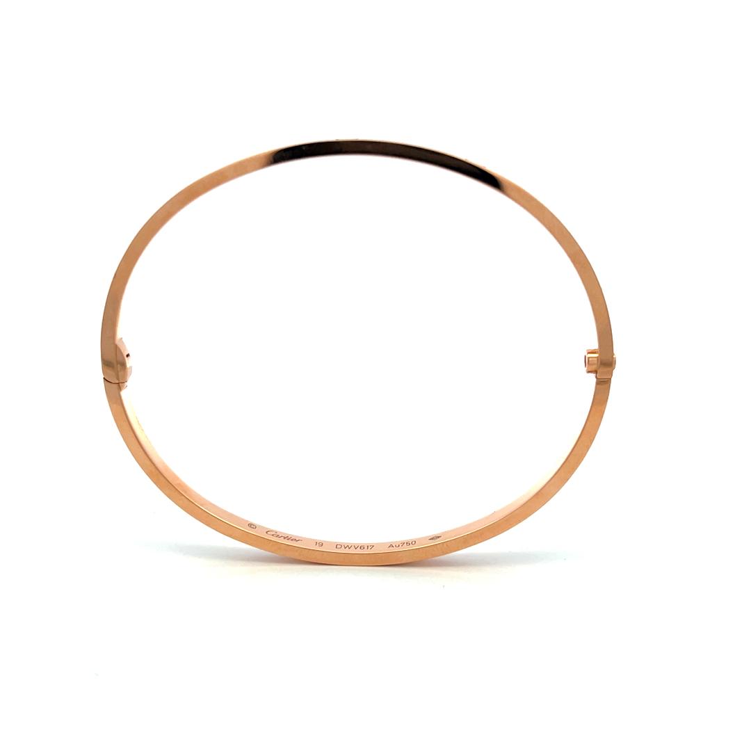 Cartier 18 Karat Rose Gold Love Bracelet 20.8 Grams Size 19 with Paper and Pouch