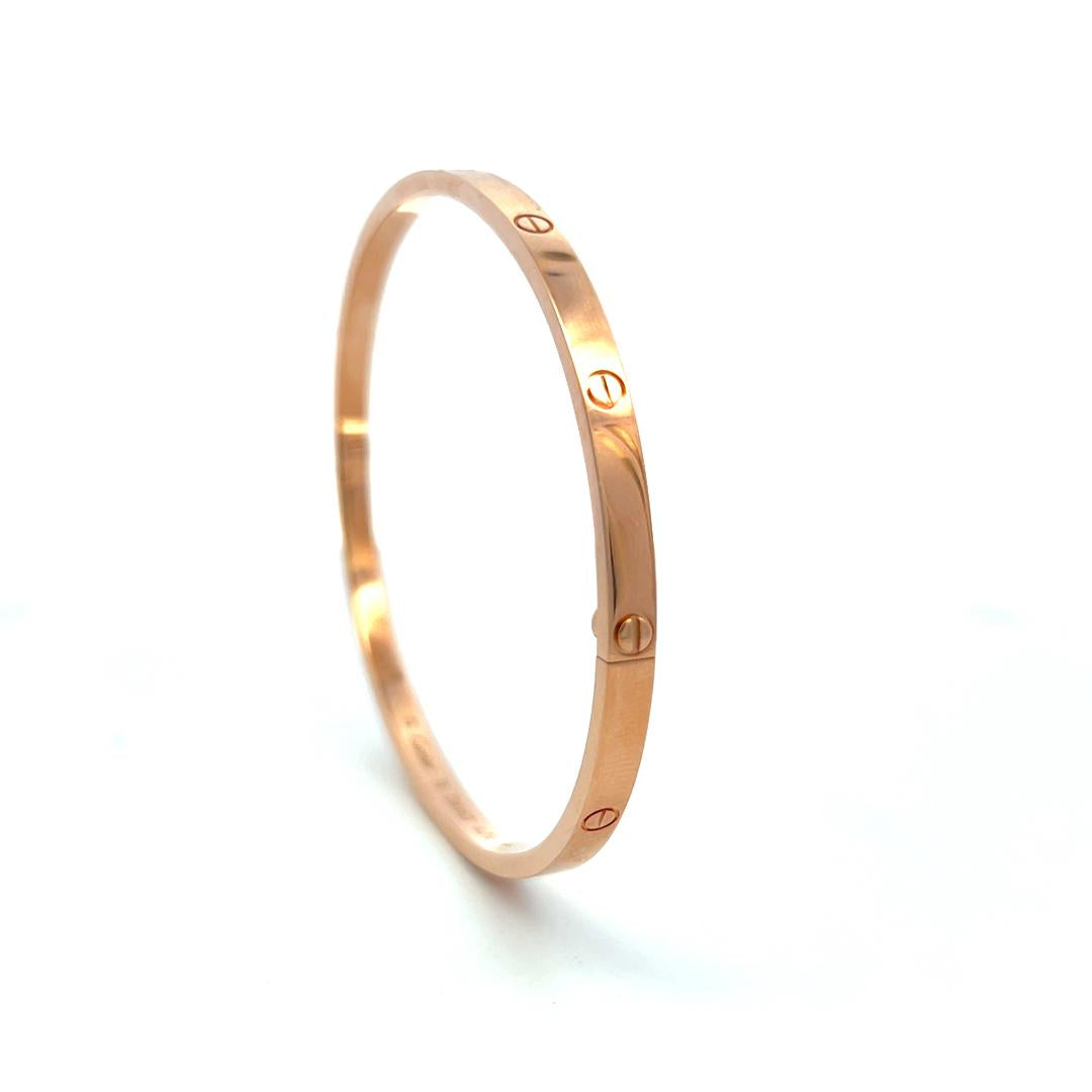 Cartier 18 Karat Rose Gold Love Bracelet 20.8 Grams Size 19 with Paper and Pouch