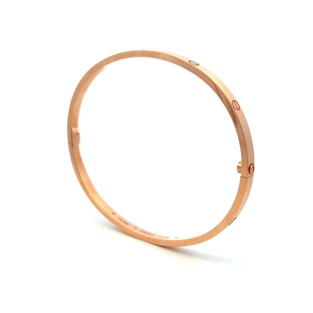 Cartier 18 Karat Rose Gold Love Bracelet 20.8 Grams Size 19 with Paper and Pouch
