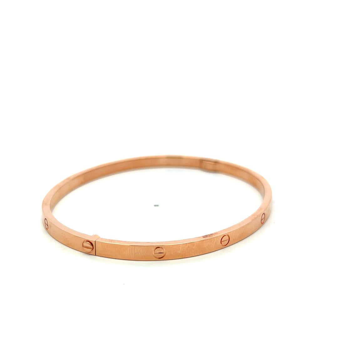 Cartier 18 Karat Rose Gold Love Bracelet 20.8 Grams Size 19 with Paper and Pouch