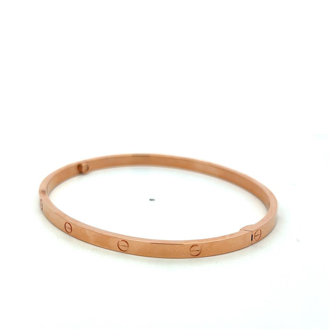 Cartier 18 Karat Rose Gold Love Bracelet 20.8 Grams Size 19 with Paper and Pouch