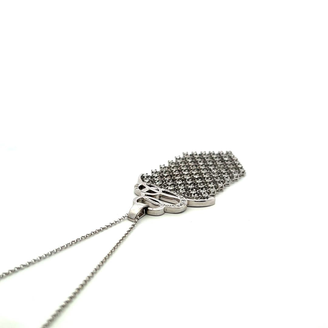 Vintage 18K White Gold Pendant Necklace with 2.21 Carat Round F-VS Diamonds