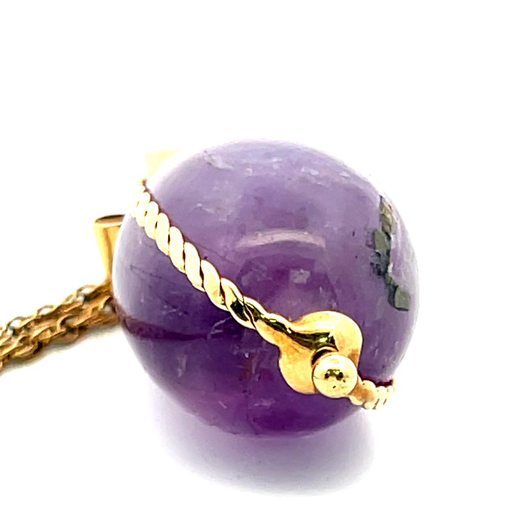 Vintage 14K Yellow Gold Pendant Necklace with 16.1x23.3 MM Amethyst Gemstone