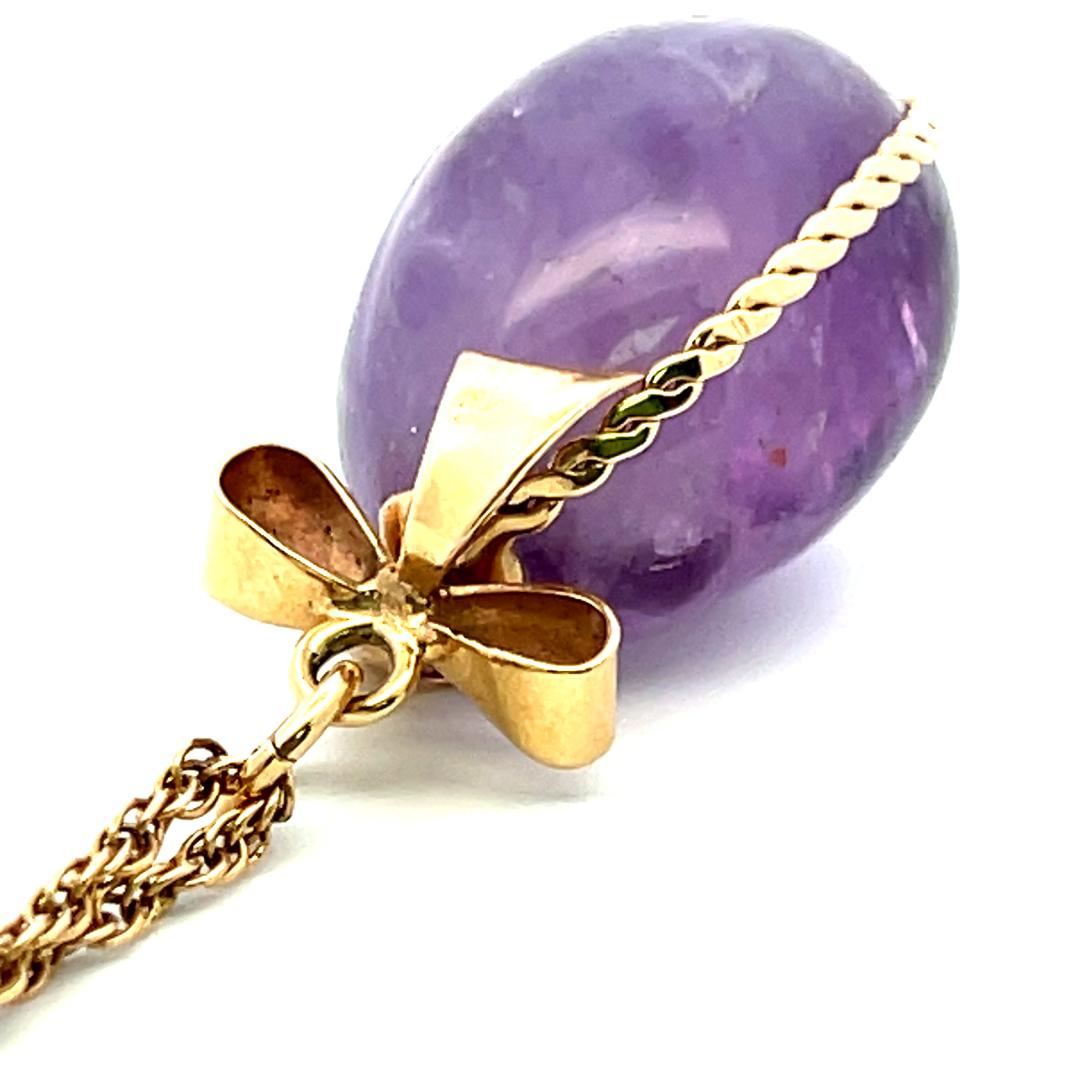 Vintage 14K Yellow Gold Pendant Necklace with 16.1x23.3 MM Amethyst Gemstone