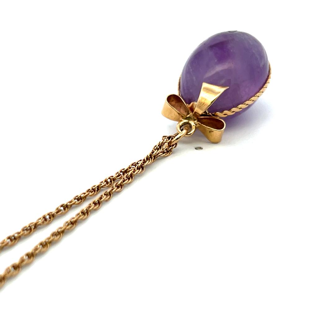 Vintage 14K Yellow Gold Pendant Necklace with 16.1x23.3 MM Amethyst Gemstone