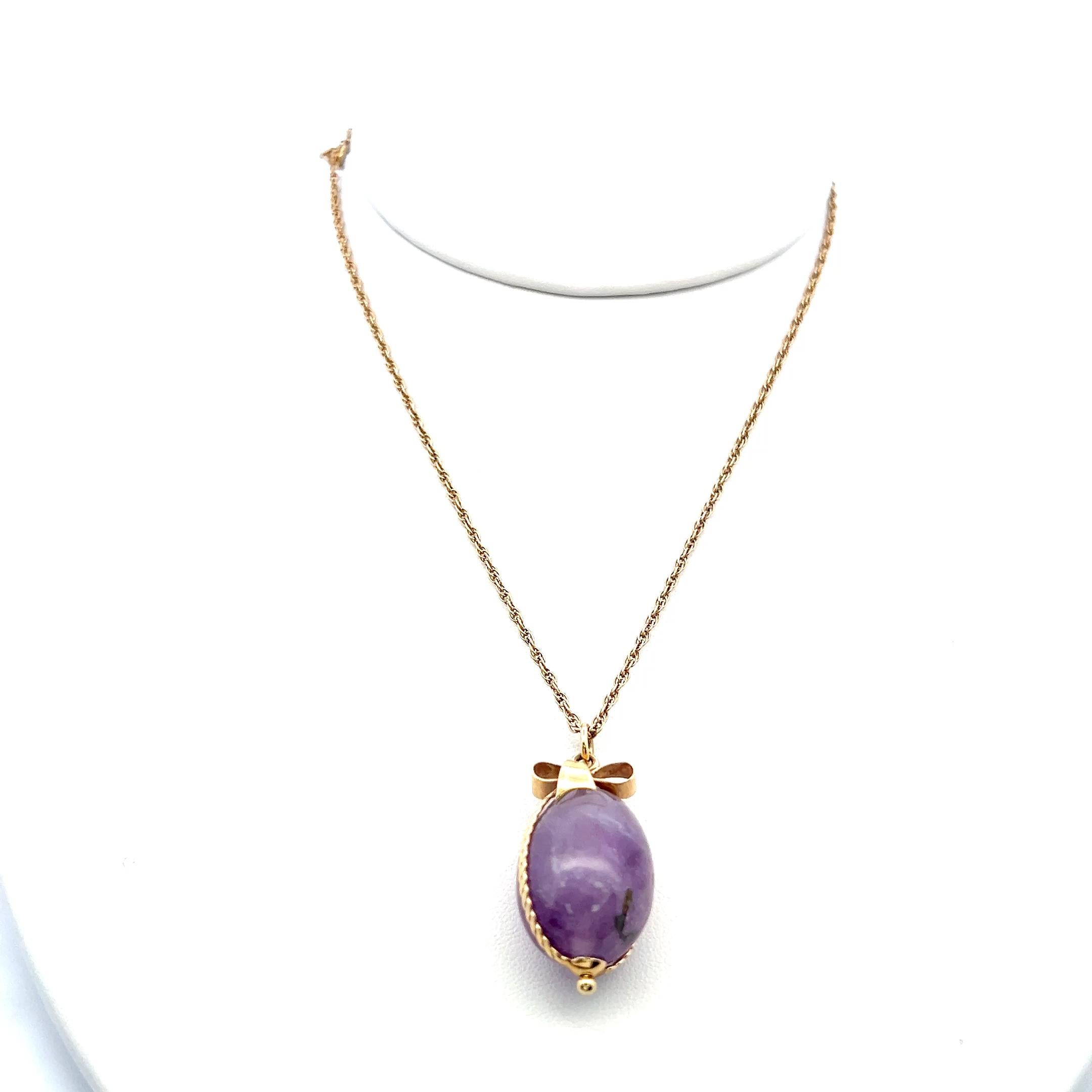 Vintage 14K Yellow Gold Pendant Necklace with 16.1x23.3 MM Amethyst Gemstone