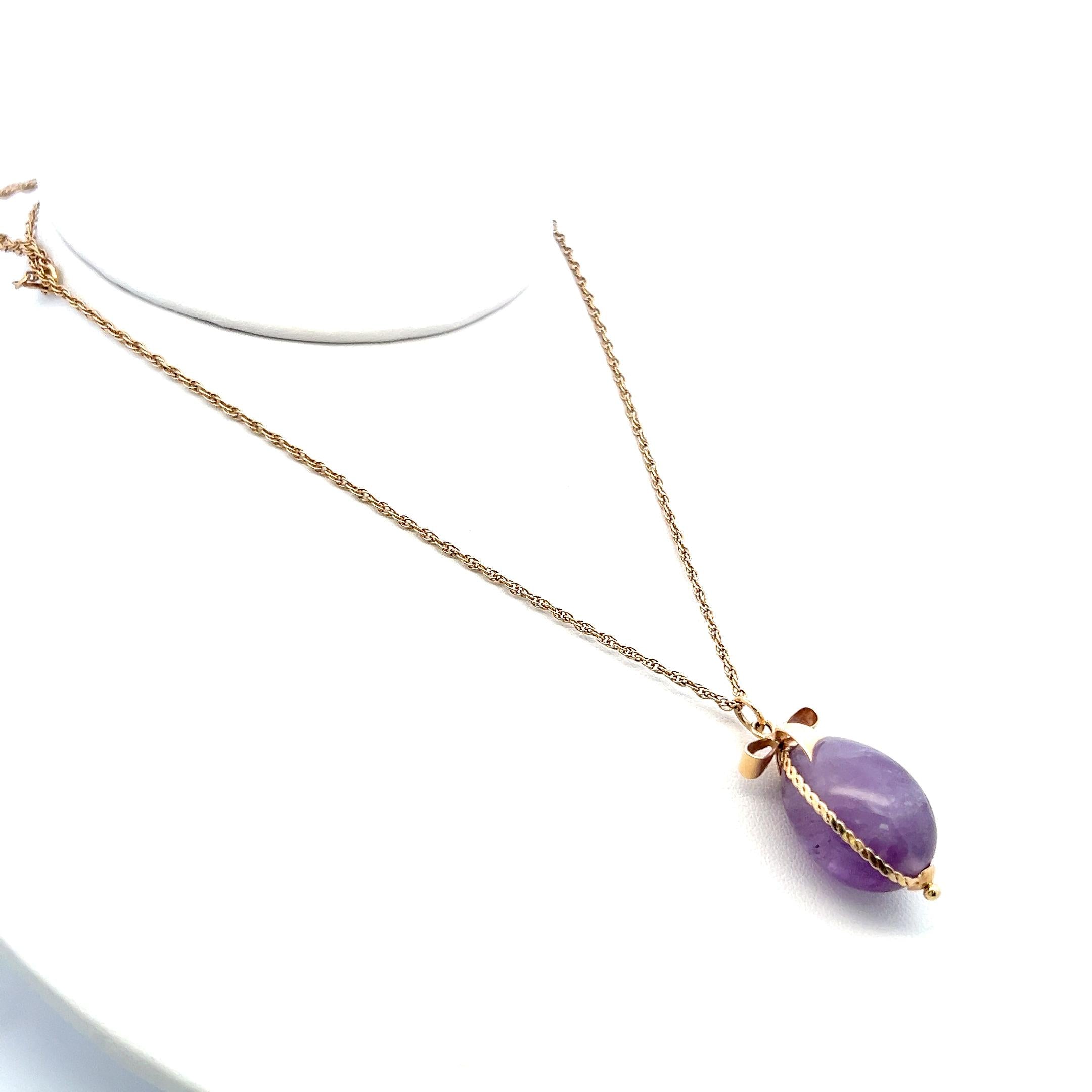 Vintage 14K Yellow Gold Pendant Necklace with 16.1x23.3 MM Amethyst Gemstone