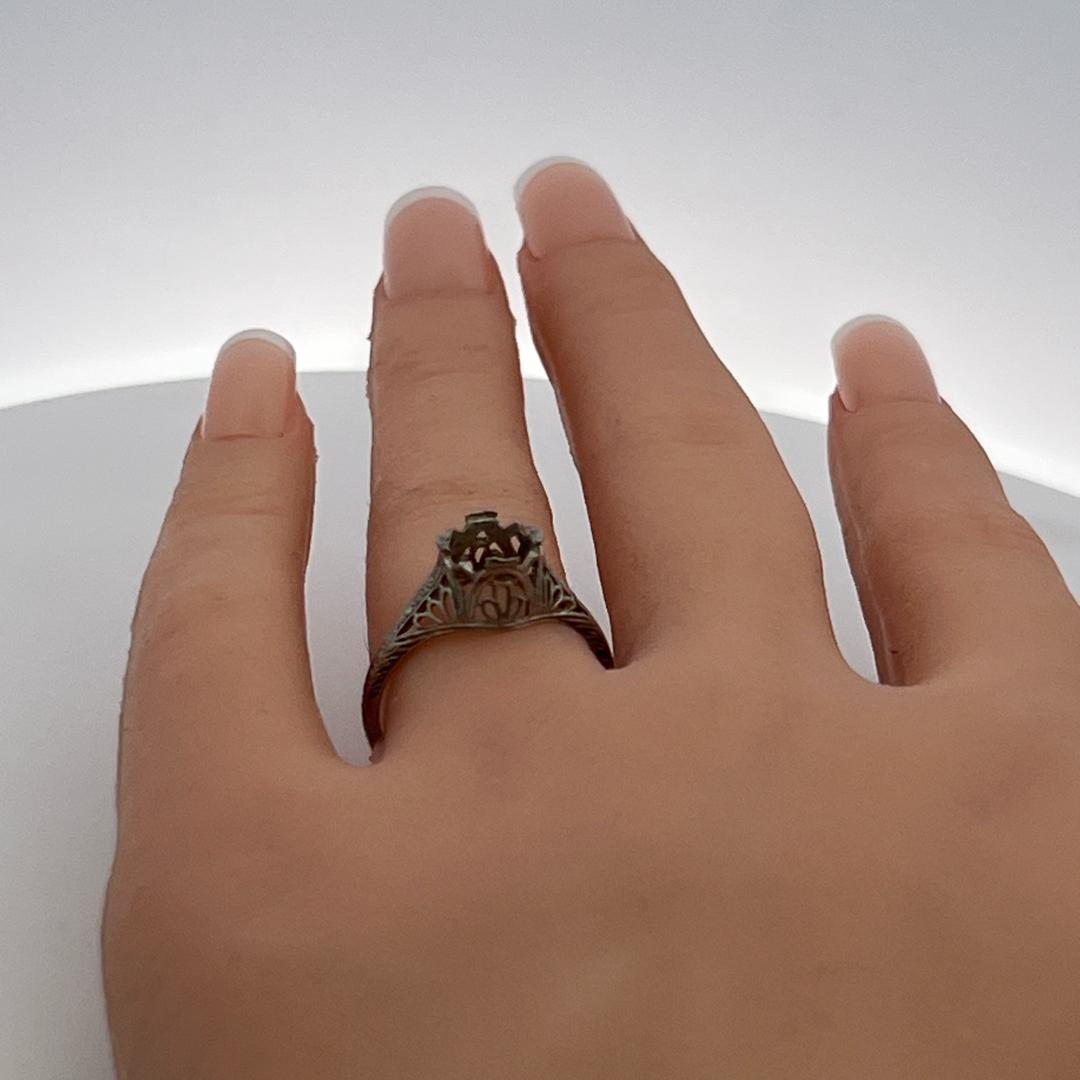 Vintage Platinum Semi Mount Ring Fits 7.3mm Holds 1.50ct++ Center Stone Size 7.5
