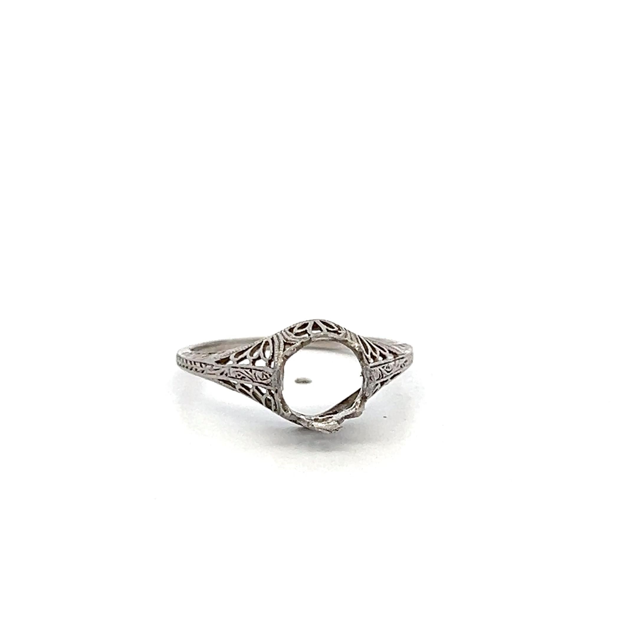 Vintage Platinum Semi Mount Ring Fits 7.3mm Holds 1.50ct++ Center Stone Size 7.5
