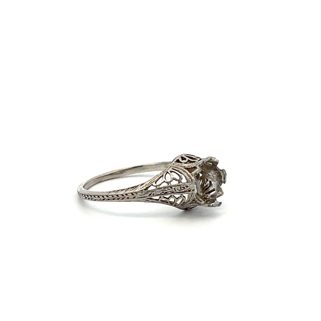 Vintage Platinum Semi Mount Ring Fits 7.3mm Holds 1.50ct++ Center Stone Size 7.5