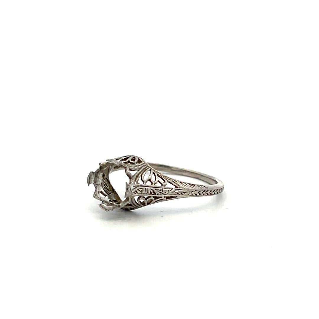 Vintage Platinum Semi Mount Ring Fits 7.3mm Holds 1.50ct++ Center Stone Size 7.5