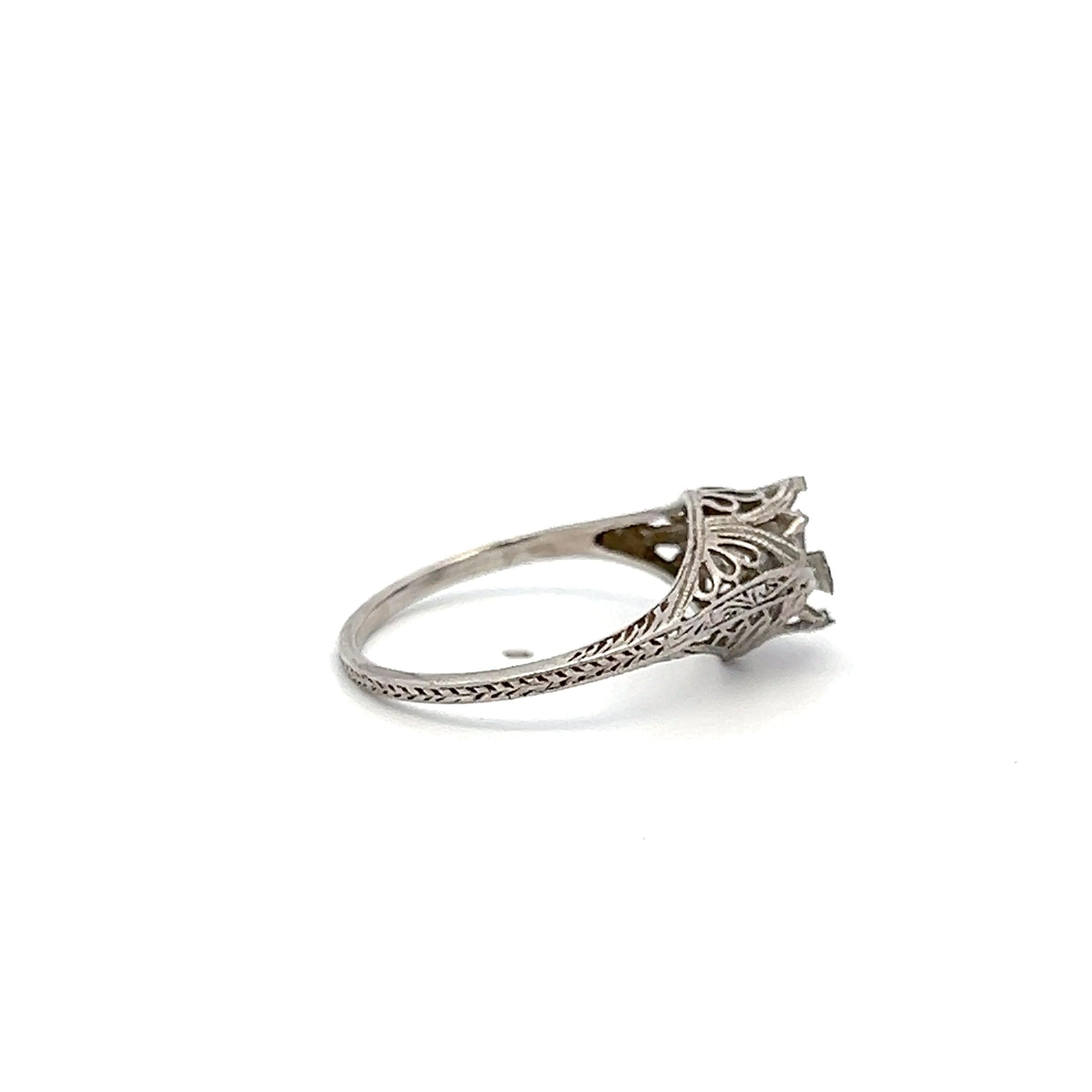 Vintage Platinum Semi Mount Ring Fits 7.3mm Holds 1.50ct++ Center Stone Size 7.5