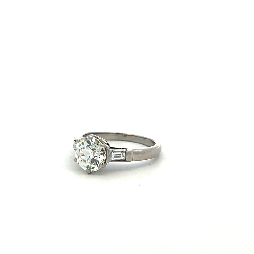 Platinum Engagement Ring 1.52 Carat Old European & Emerald Diamonds K-I1 GIA