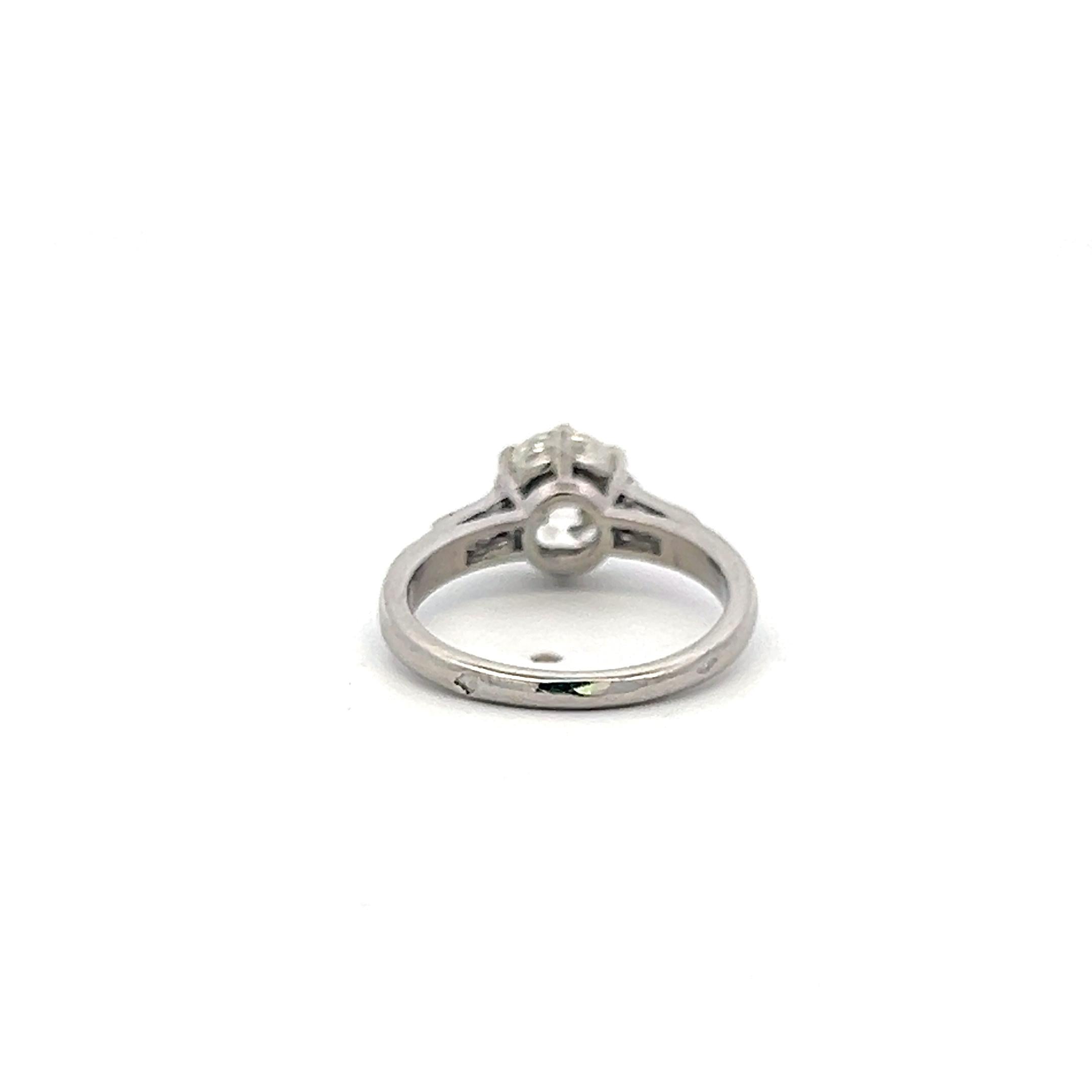 Platinum Engagement Ring 1.52 Carat Old European & Emerald Diamonds K-I1 GIA