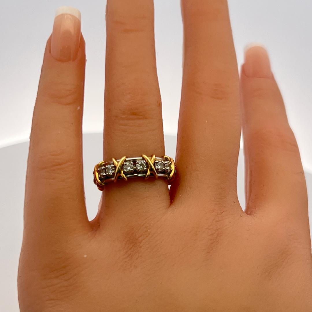 Tiffany & Co Schlumberger 18K Gold/Plat Eternity Band Ring 1.29 Carat Diamonds
