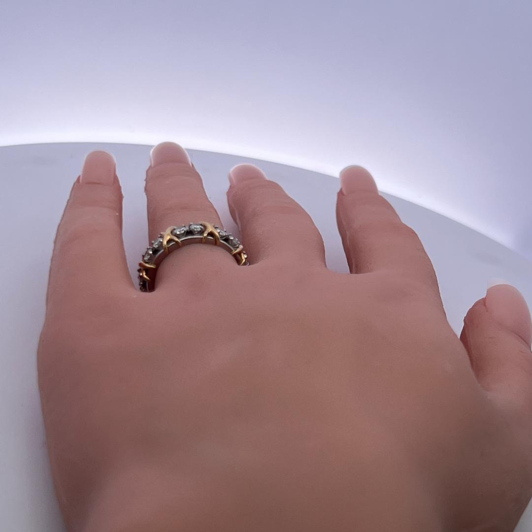 Tiffany & Co Schlumberger 18K Gold/Plat Eternity Band Ring 1.29 Carat Diamonds
