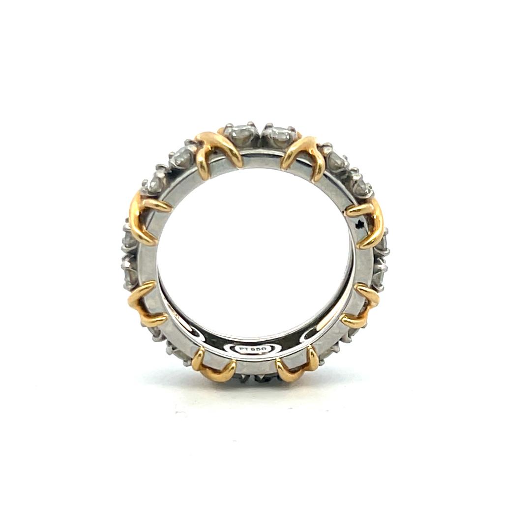 Tiffany & Co Schlumberger 18K Gold/Plat Eternity Band Ring 1.29 Carat Diamonds