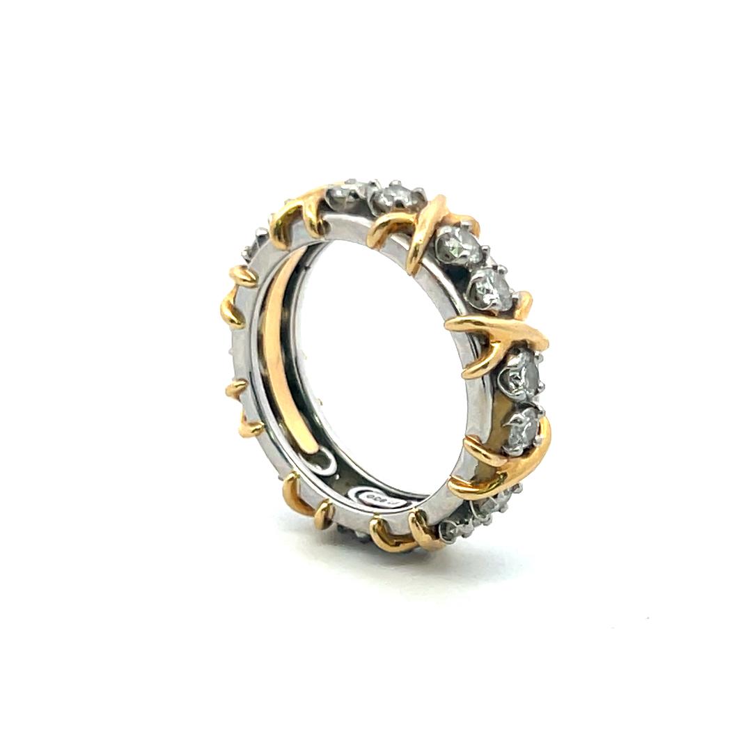 Tiffany & Co Schlumberger 18K Gold/Plat Eternity Band Ring 1.29 Carat Diamonds