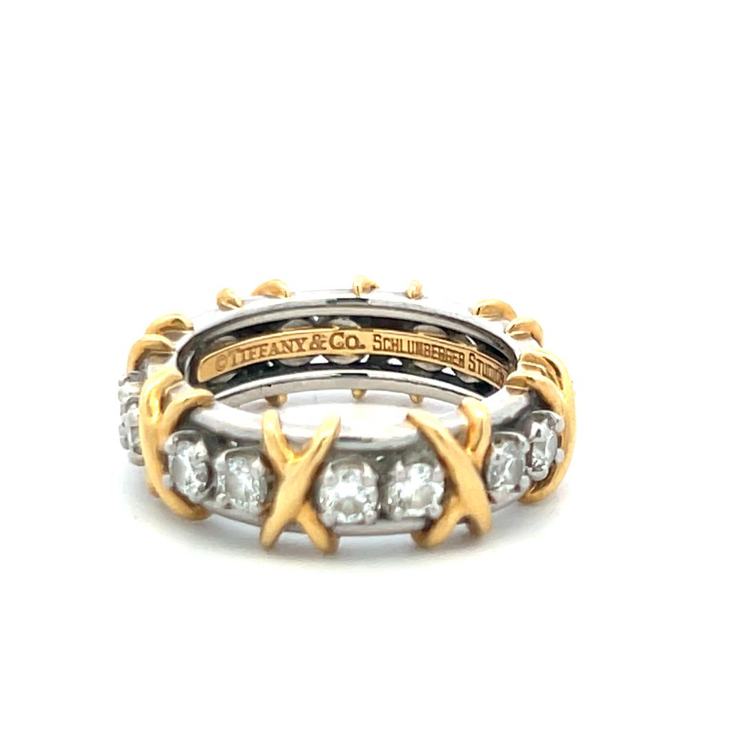 Tiffany & Co Schlumberger 18K Gold/Plat Eternity Band Ring 1.29 Carat Diamonds