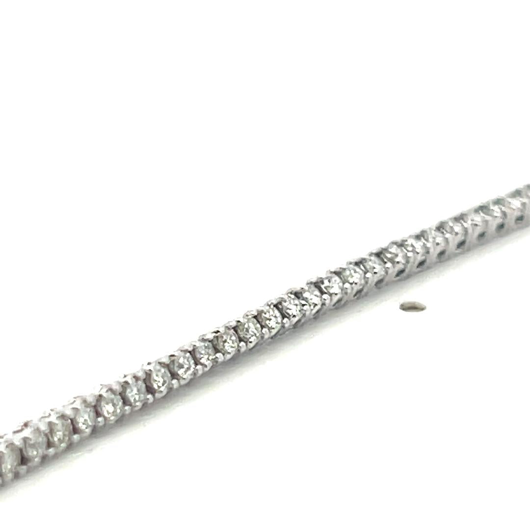 Vintage 14K White Gold Tennis Necklace with 3.37 Carat Round Diamonds