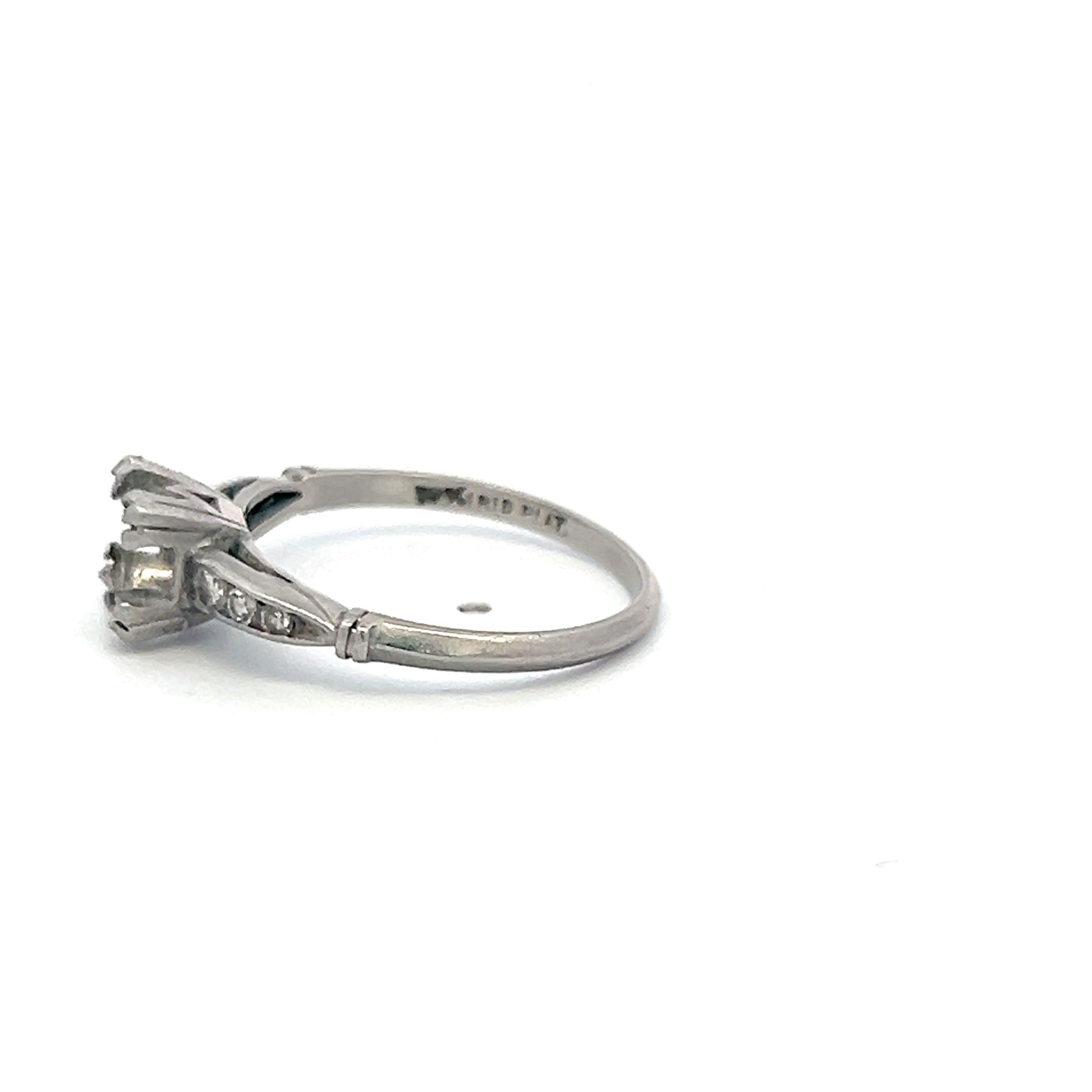 Platinum Semi Mount Ring with 0.08ct Old European Diamonds Fits 6.1 MM 0.80ct++
