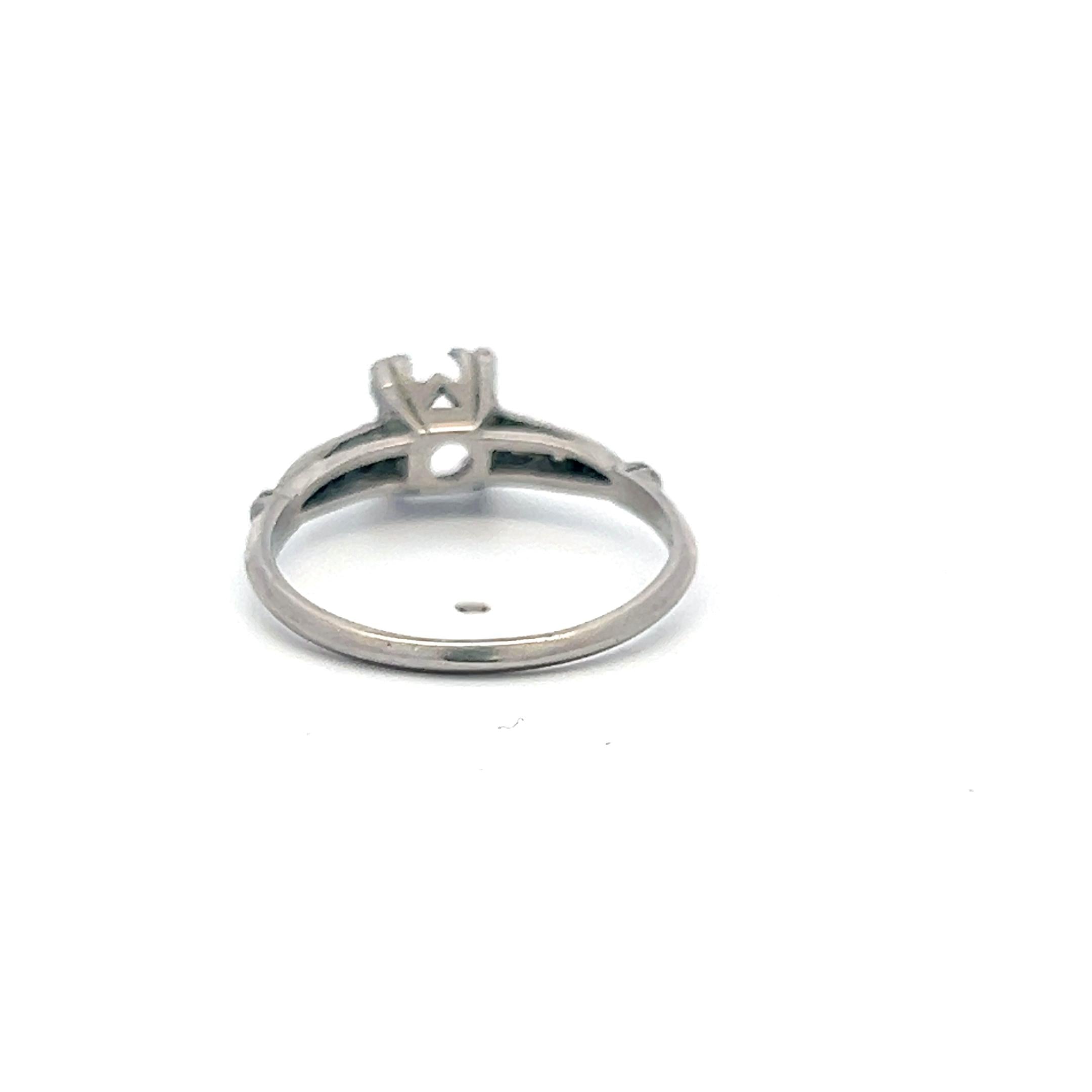 Platinum Semi Mount Ring with 0.08ct Old European Diamonds Fits 6.1 MM 0.80ct++