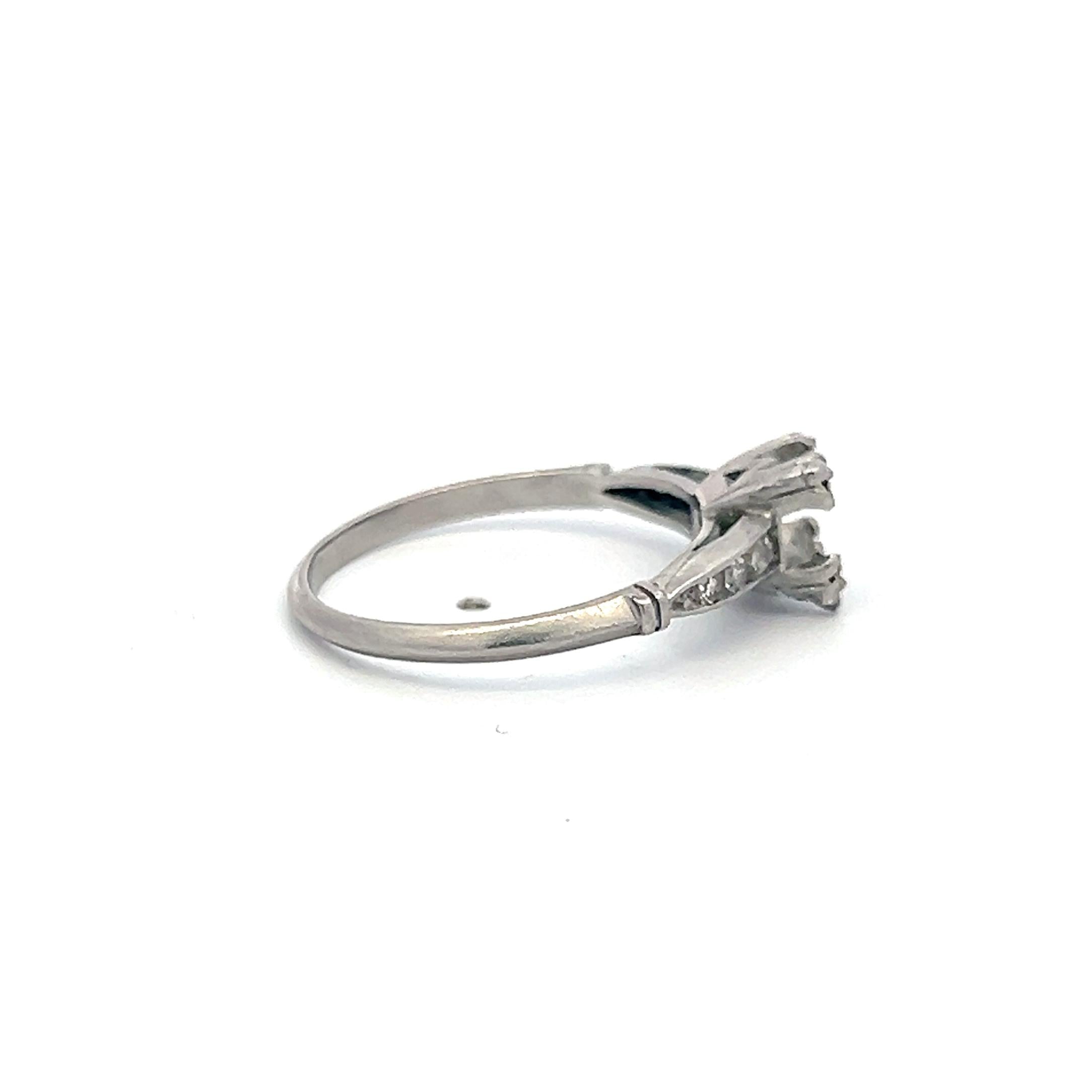 Platinum Semi Mount Ring with 0.08ct Old European Diamonds Fits 6.1 MM 0.80ct++