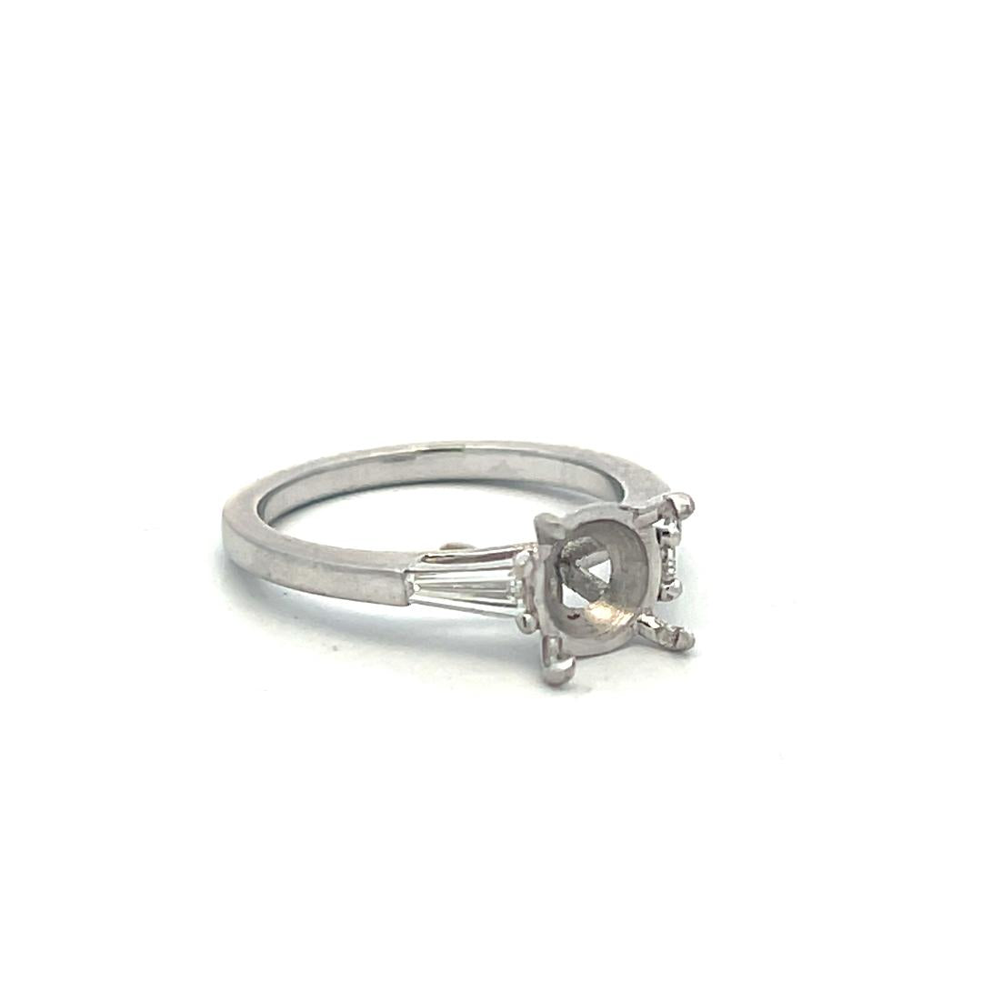 Platinum Semi Mount Ring with 0.18ct Tapered Baguette Diamonds Fits 7.6*88.2mm