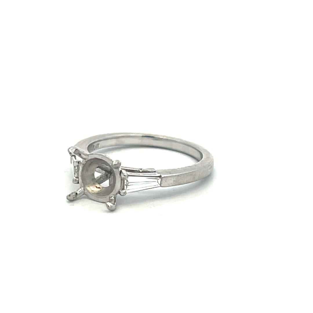 Platinum Semi Mount Ring with 0.18ct Tapered Baguette Diamonds Fits 7.6*88.2mm