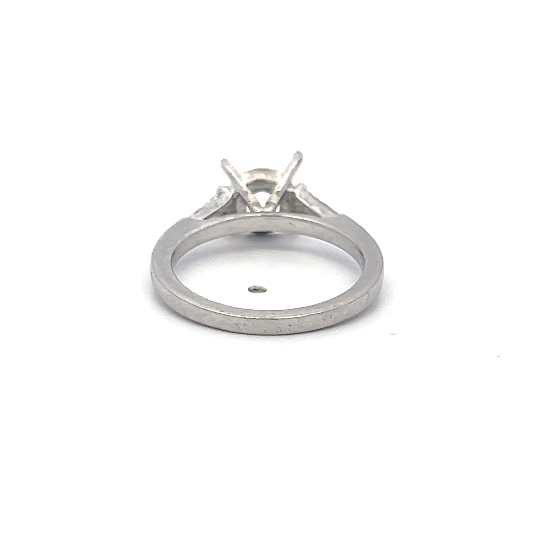 Platinum Semi Mount Ring with 0.18ct Tapered Baguette Diamonds Fits 7.6*88.2mm