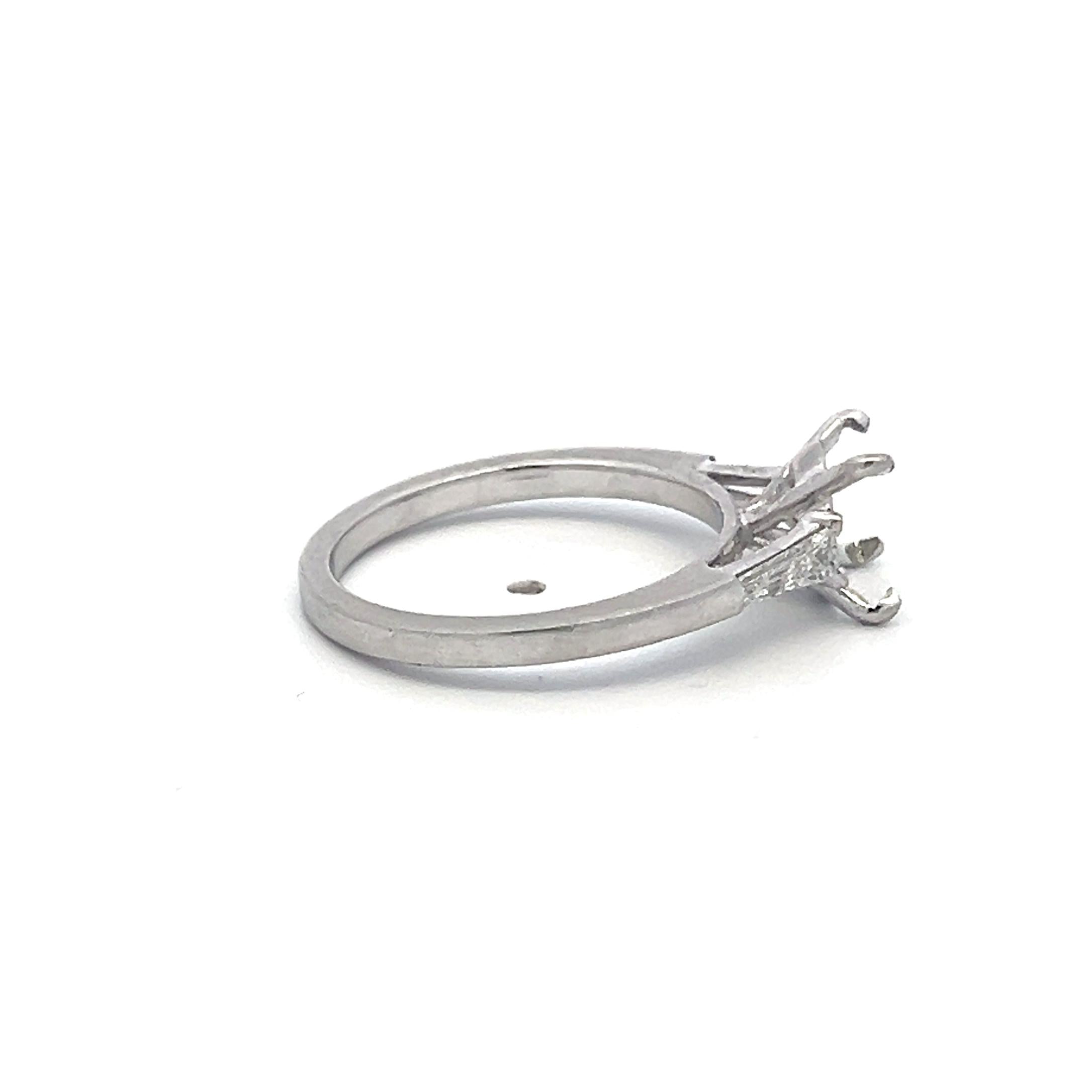 Platinum Semi Mount Ring with 0.18ct Tapered Baguette Diamonds Fits 7.6*88.2mm