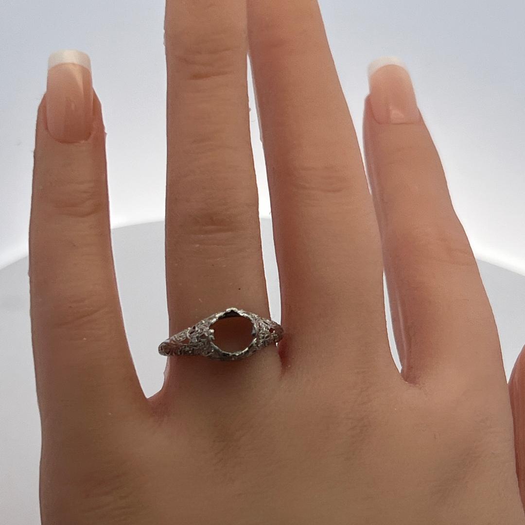 Platinum Semi Mount Ring 0.06ct Old European Diamonds Fits 6.9x66.5mm 1.75ct+