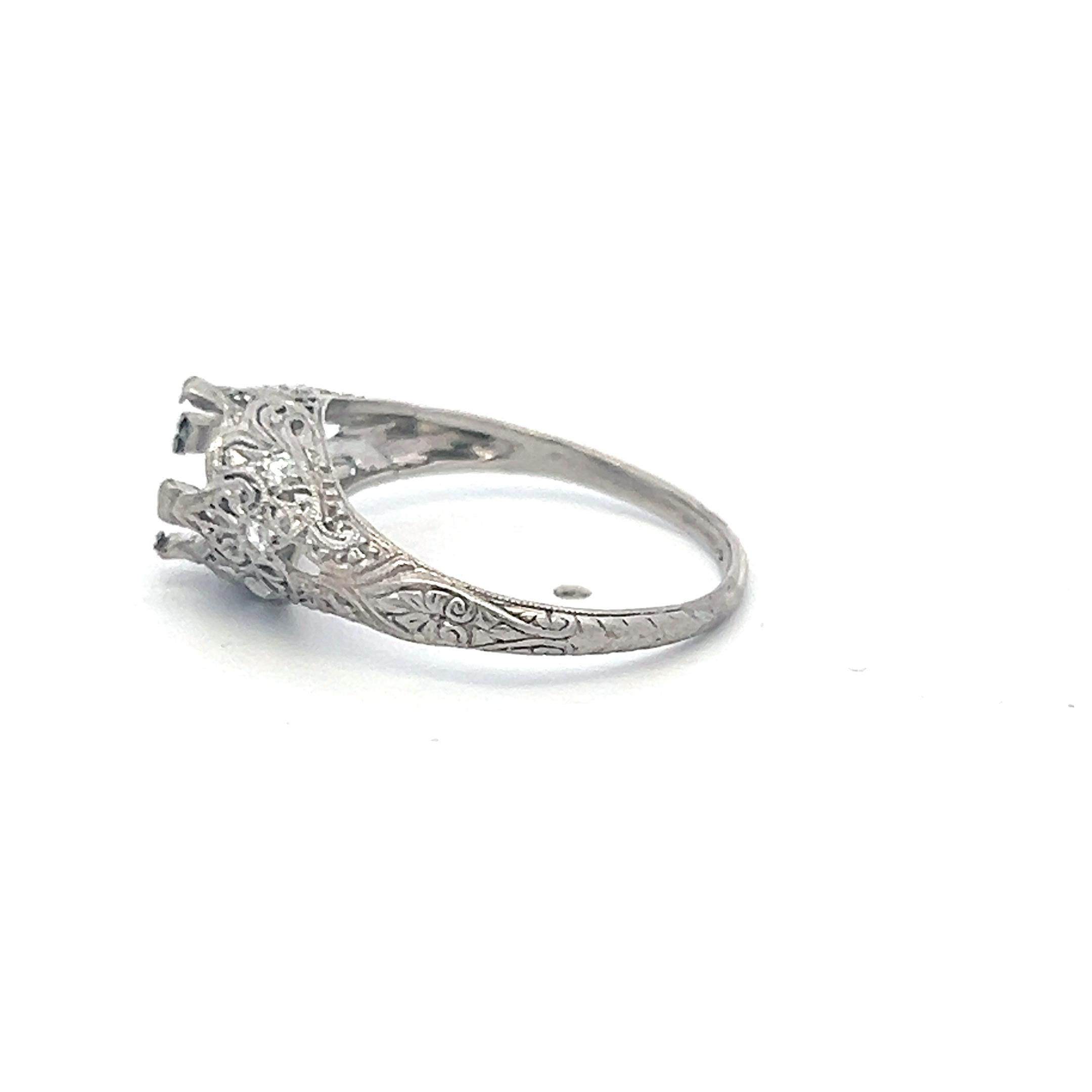 Platinum Semi Mount Ring 0.06ct Old European Diamonds Fits 6.9x66.5mm 1.75ct+