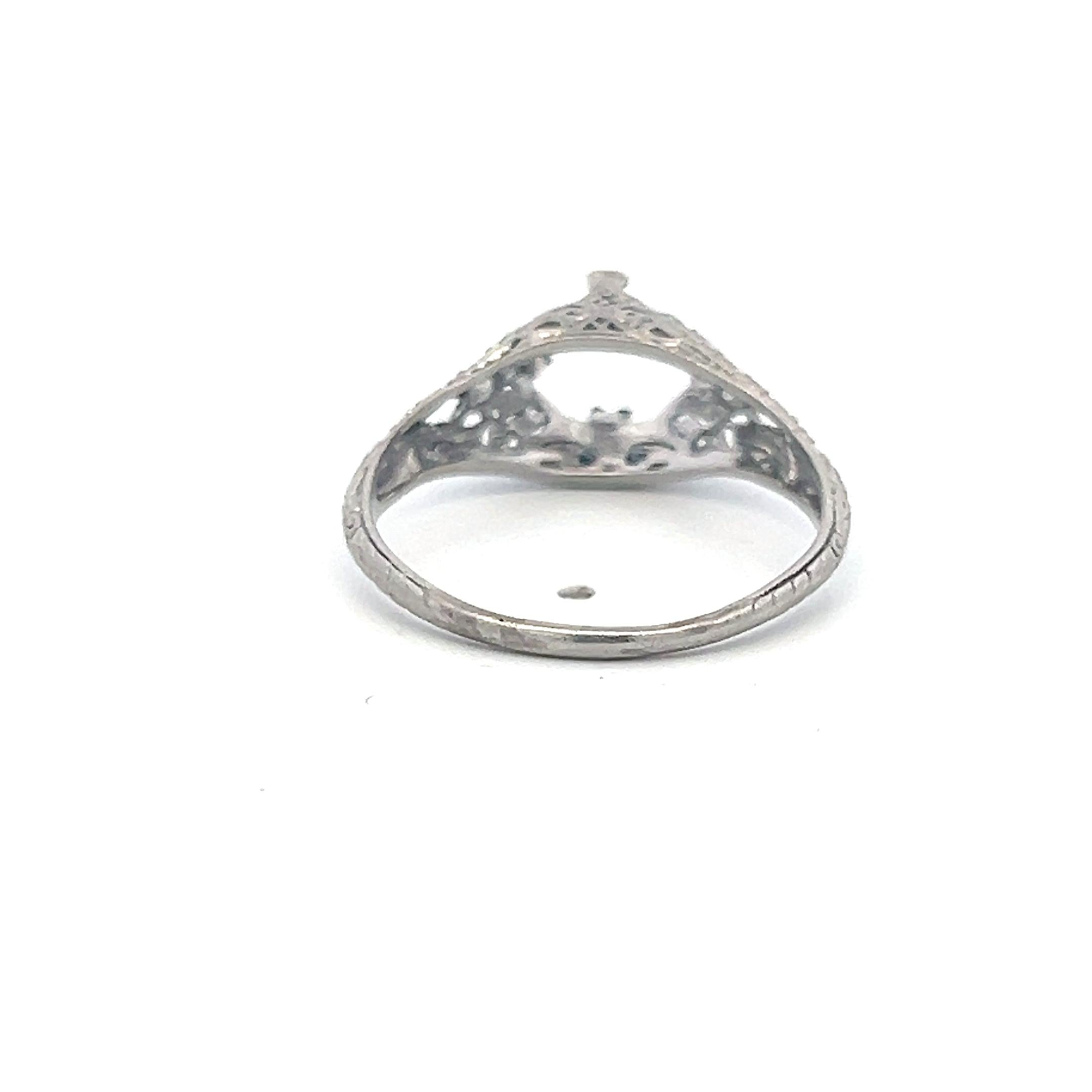Platinum Semi Mount Ring 0.06ct Old European Diamonds Fits 6.9x66.5mm 1.75ct+