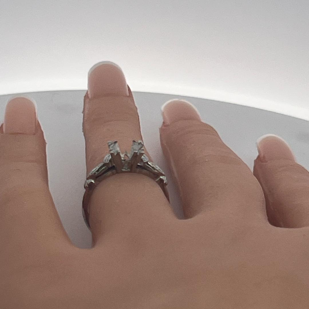 Platinum Semi Mount Ring with 0.04ct Old European Diamonds Fits 7.2mm 1.50ct+