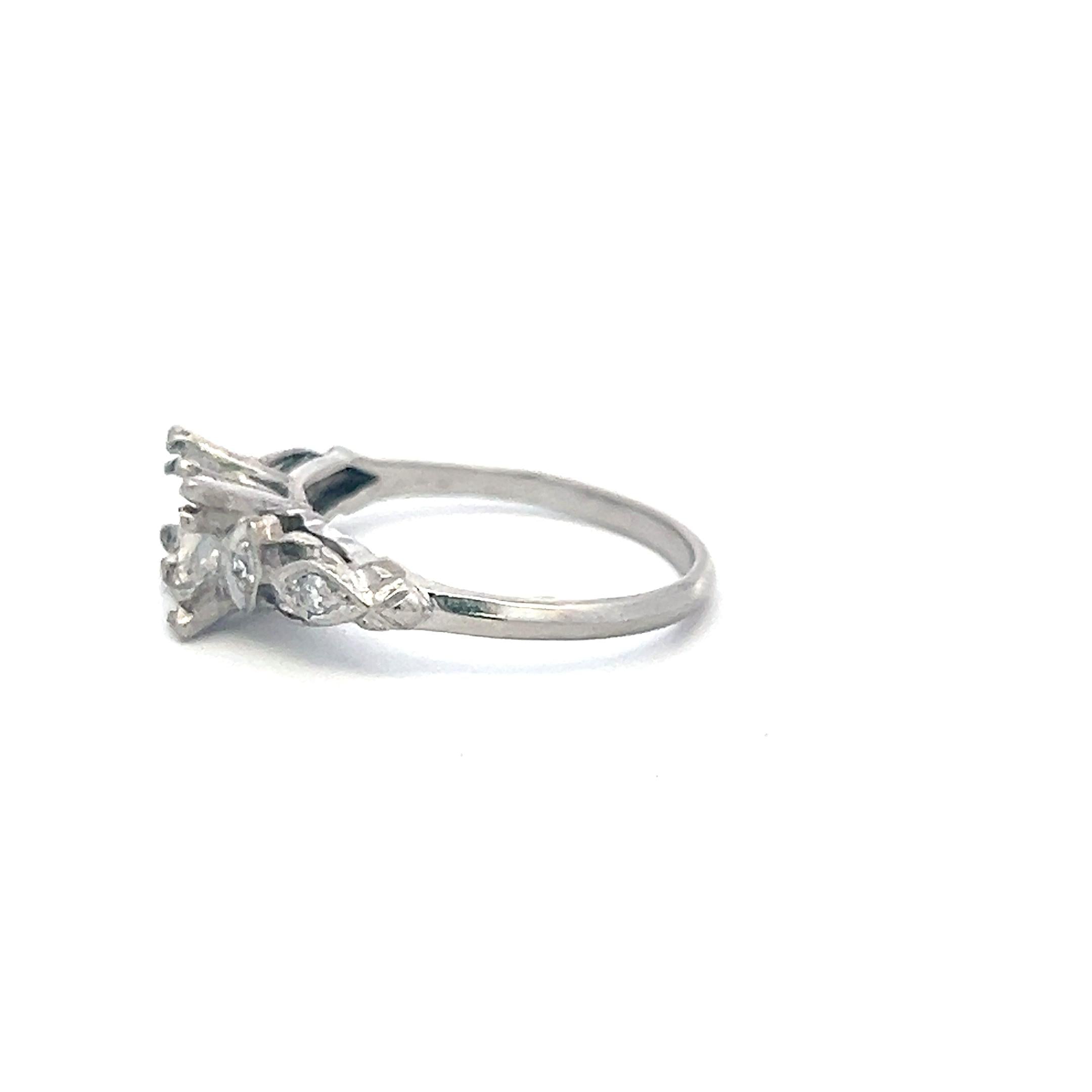 Platinum Semi Mount Ring with 0.04ct Old European Diamonds Fits 7.2mm 1.50ct+