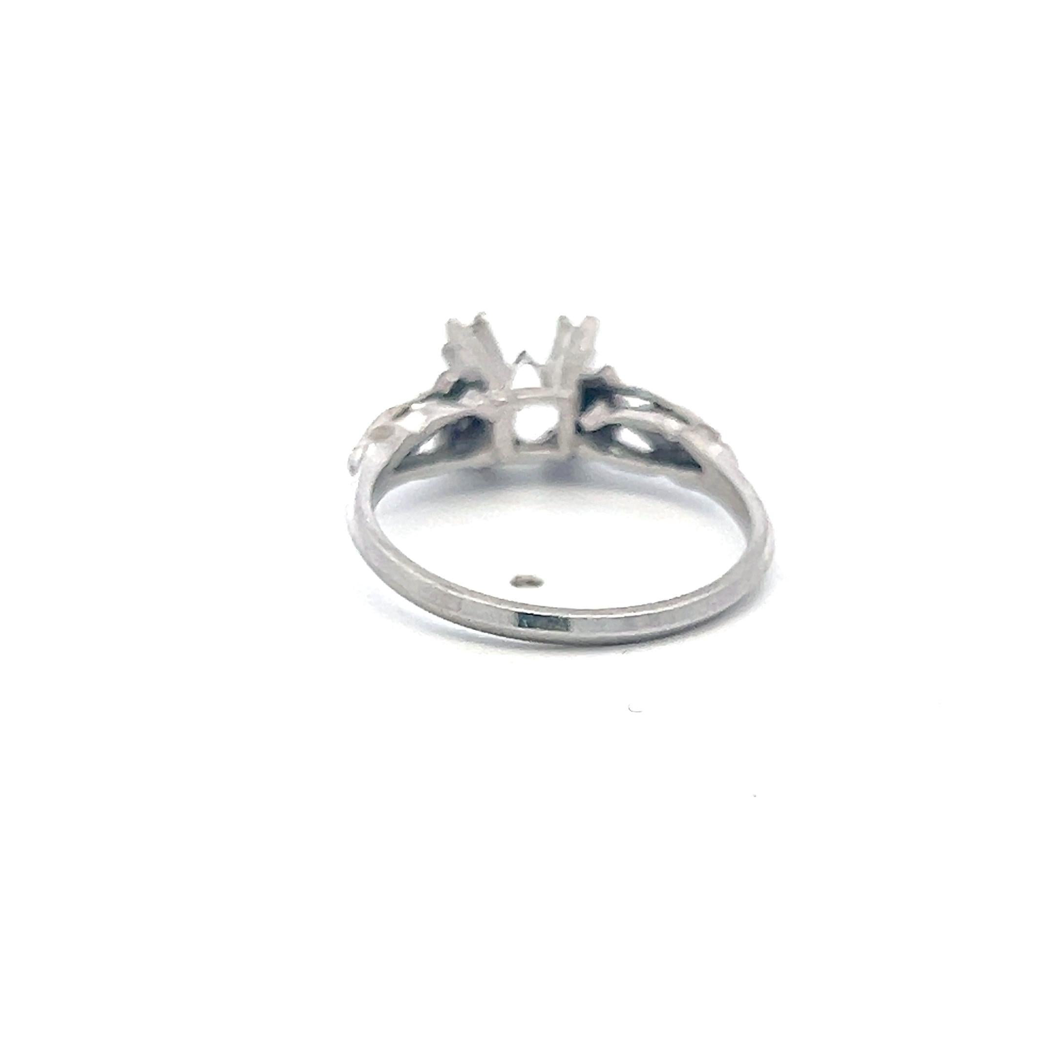 Platinum Semi Mount Ring with 0.04ct Old European Diamonds Fits 7.2mm 1.50ct+