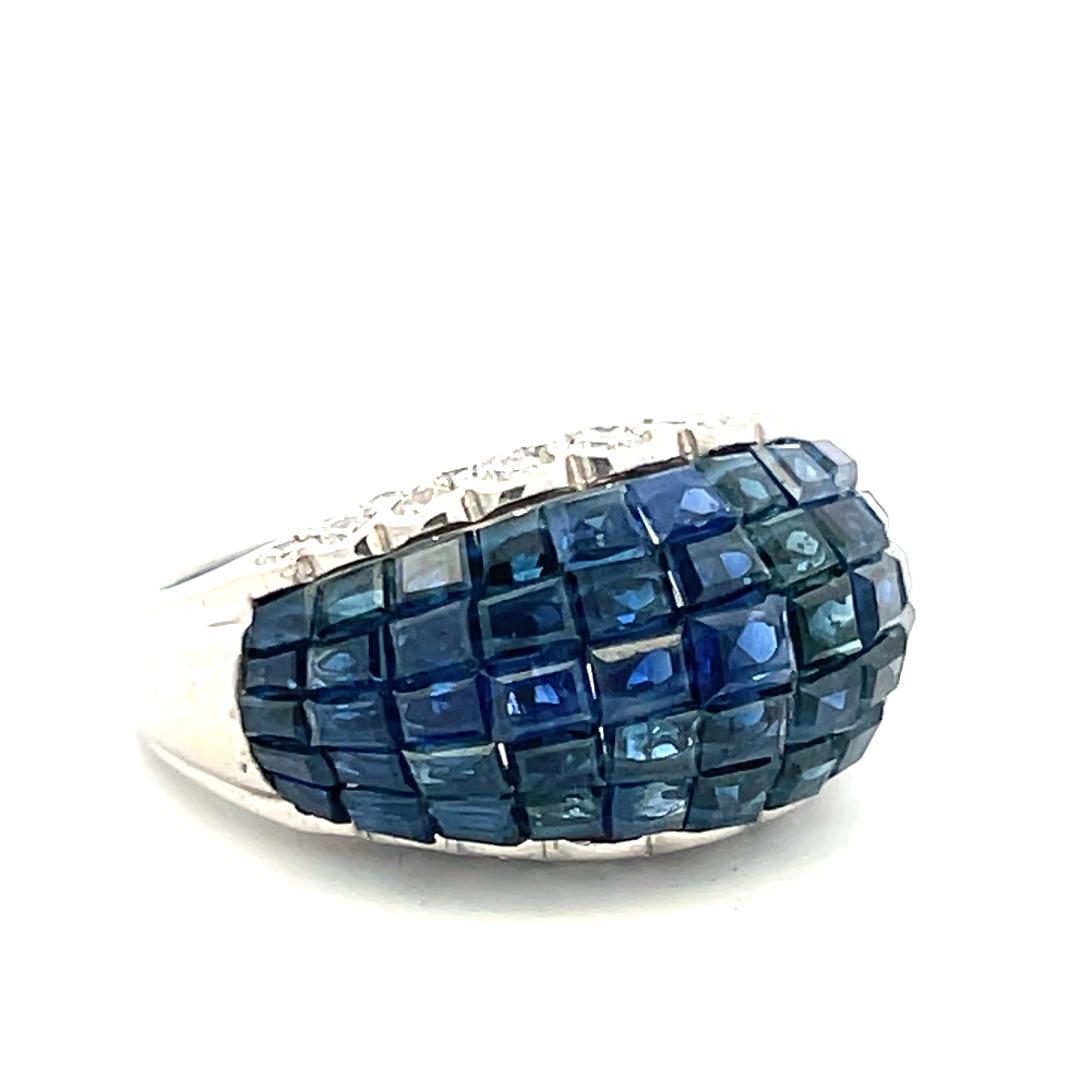 Oscar Heyman Platinum Cocktail Ring 1.19ct Round Diamond 26ct Sapphire Size 6.75